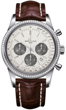 Breitling Transocean Chronograph Stainless Steel AB015253/G724 Croco Brown Deployant Mens Watch