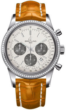 Breitling Transocean Chronograph Stainless Steel AB015253/G724 Croco Camel Deployant Mens Watch