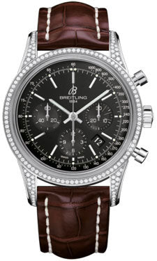 Breitling Transocean Chronograph Stainless Steel Dia Case AB0152AF/BA99 Brown Croco Deployant Mens Watch