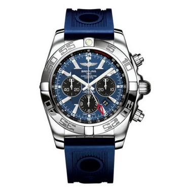 Breitling Chronomat GMT Rubber Strap AB041012/C835-ocean-racer-blue-deployant