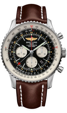 Breitling Navitimer GMT AB044121/BD24 Leather Brown Strap Deployant Mens Watch