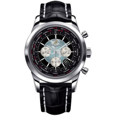 Breitling Transocean Chronograph Unitime Stainless Steel AB0510U4/BB62-croco-black-deployant