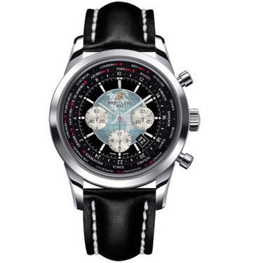 Breitling Transocean Chronograph Unitime Stainless Steel AB0510U4/BB62-leather-black-deployant