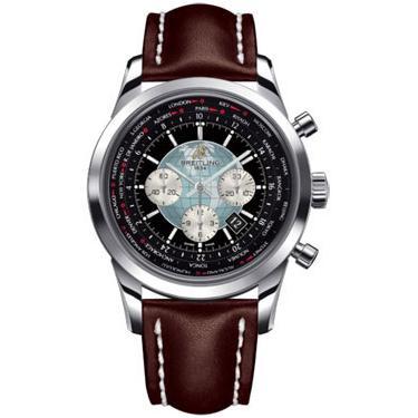 Breitling Transocean Chronograph Unitime Stainless Steel AB0510U4/BB62-leather-brown-deployant