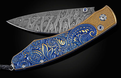 William Henry KNIVES B12 Blue Gold Paisley