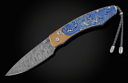 William Henry KNIVES B12 Blue Gold Paisley