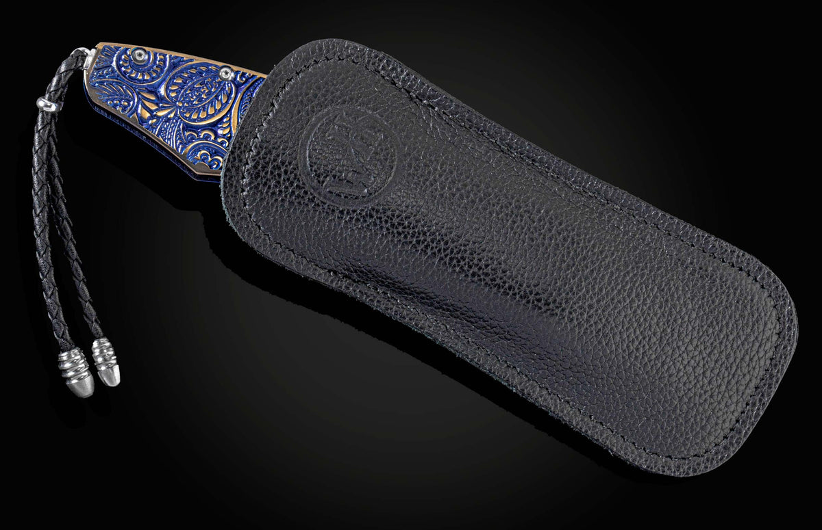 William Henry KNIVES B12 Blue Gold Paisley