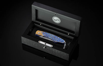 William Henry KNIVES B12 Blue Gold Paisley