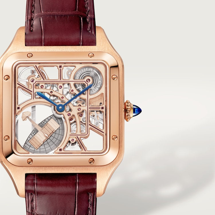 Cartier Santos-Dumont skeleton watch equipped with a micro-rotor WHSA0030