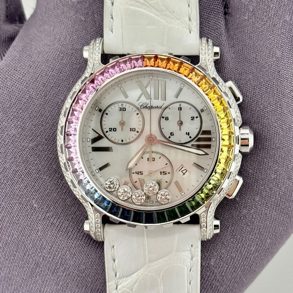 Pre-Owned Chopard Happy Sport Rainbow Chronograph 42 283582-1016