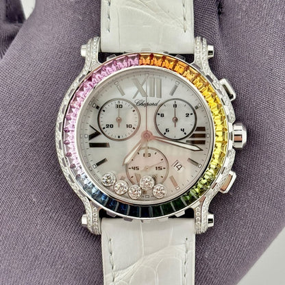 Pre-Owned Chopard Happy Sport Rainbow Chronograph 42 283582-1016