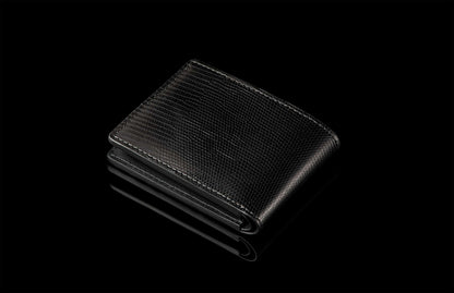 William Henry LEATHER Bi-Fold Wallet - Midnight Lizard BF LIZ BLK
