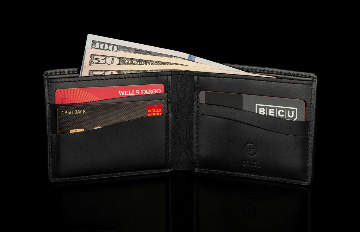 William Henry LEATHER Bi-Fold Wallet - Midnight Lizard BF LIZ BLK