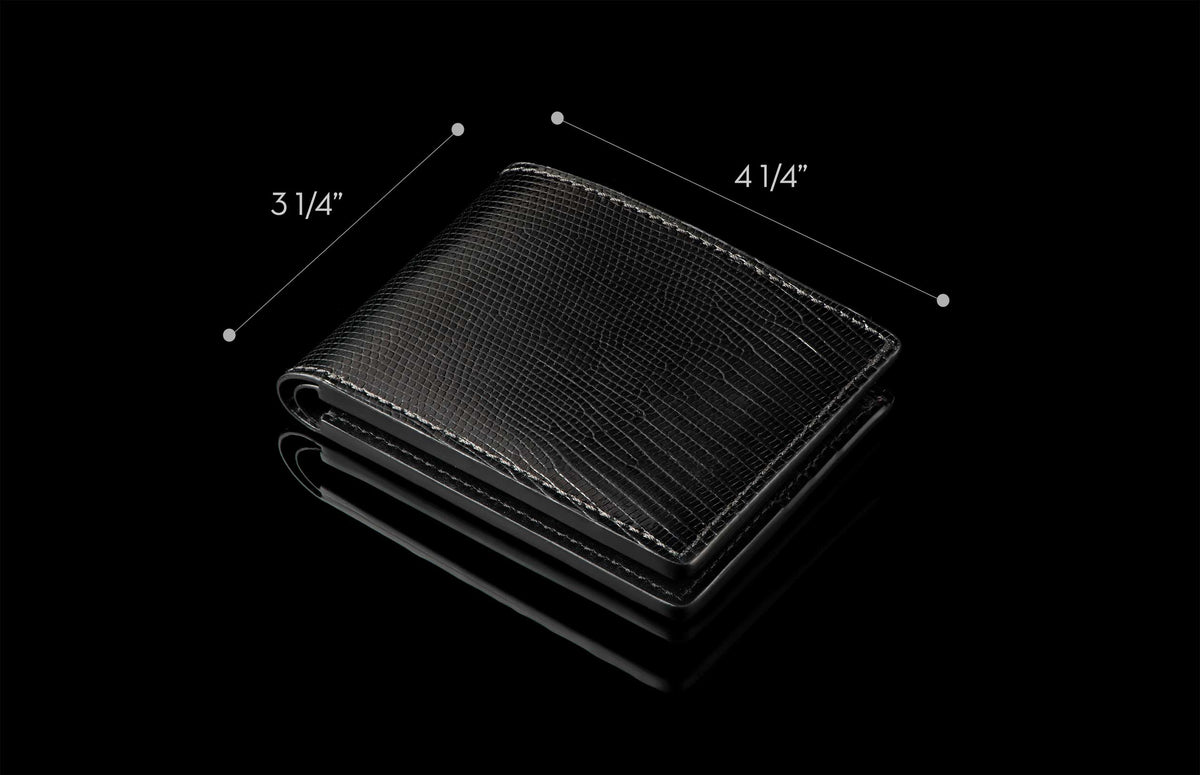 William Henry LEATHER Bi-Fold Wallet - Midnight Lizard BF LIZ BLK