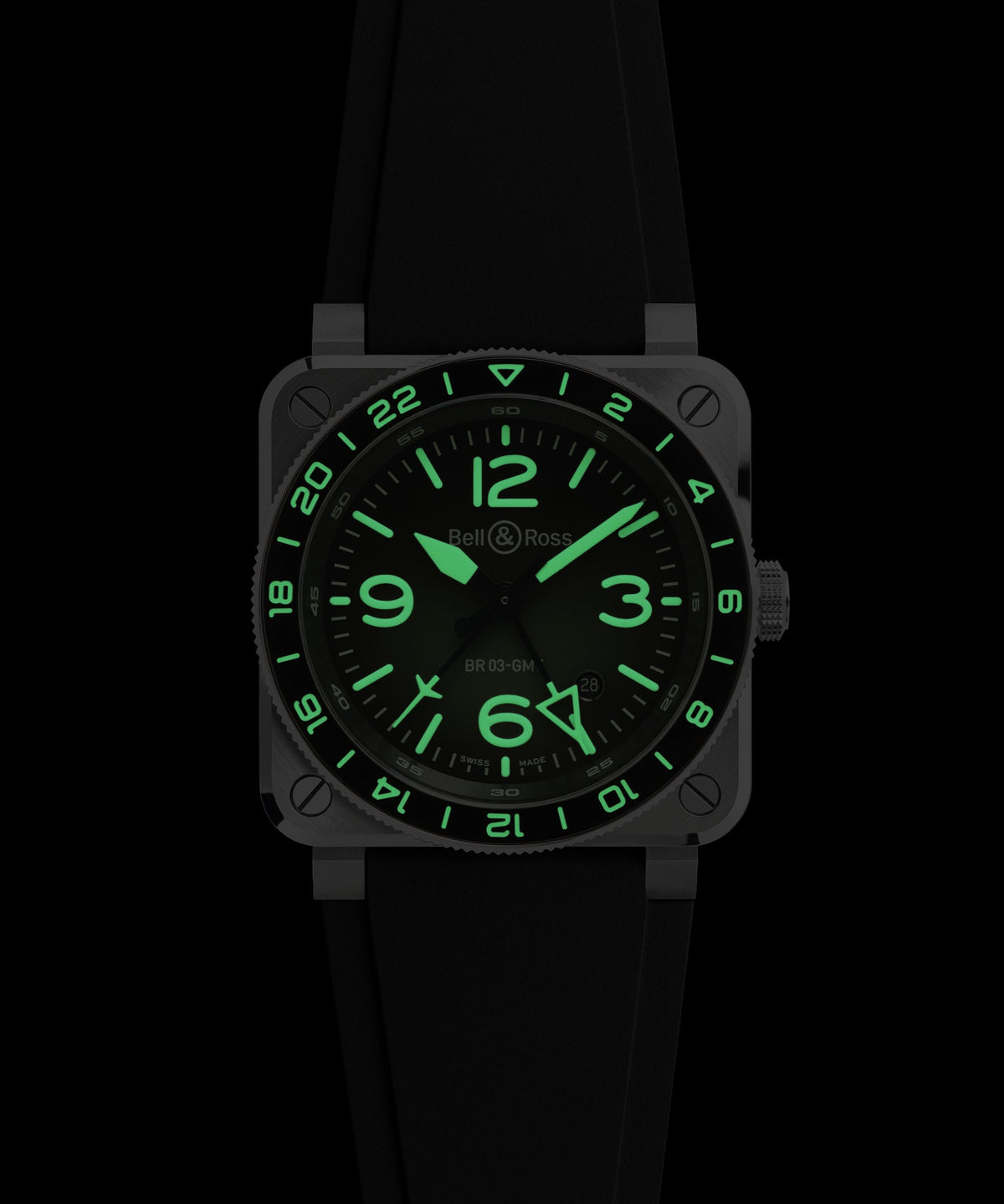 Bell & Ross Montre BR-03 GMT Green Lum BR0393-GN-ST/SRB