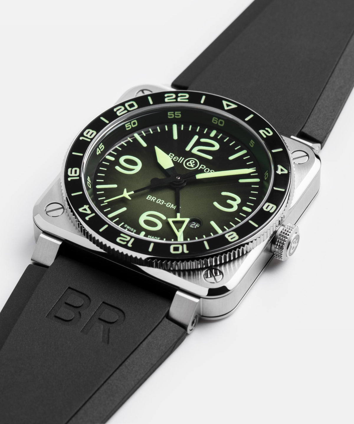 Bell & Ross Montre BR-03 GMT Green Lum BR0393-GN-ST/SRB