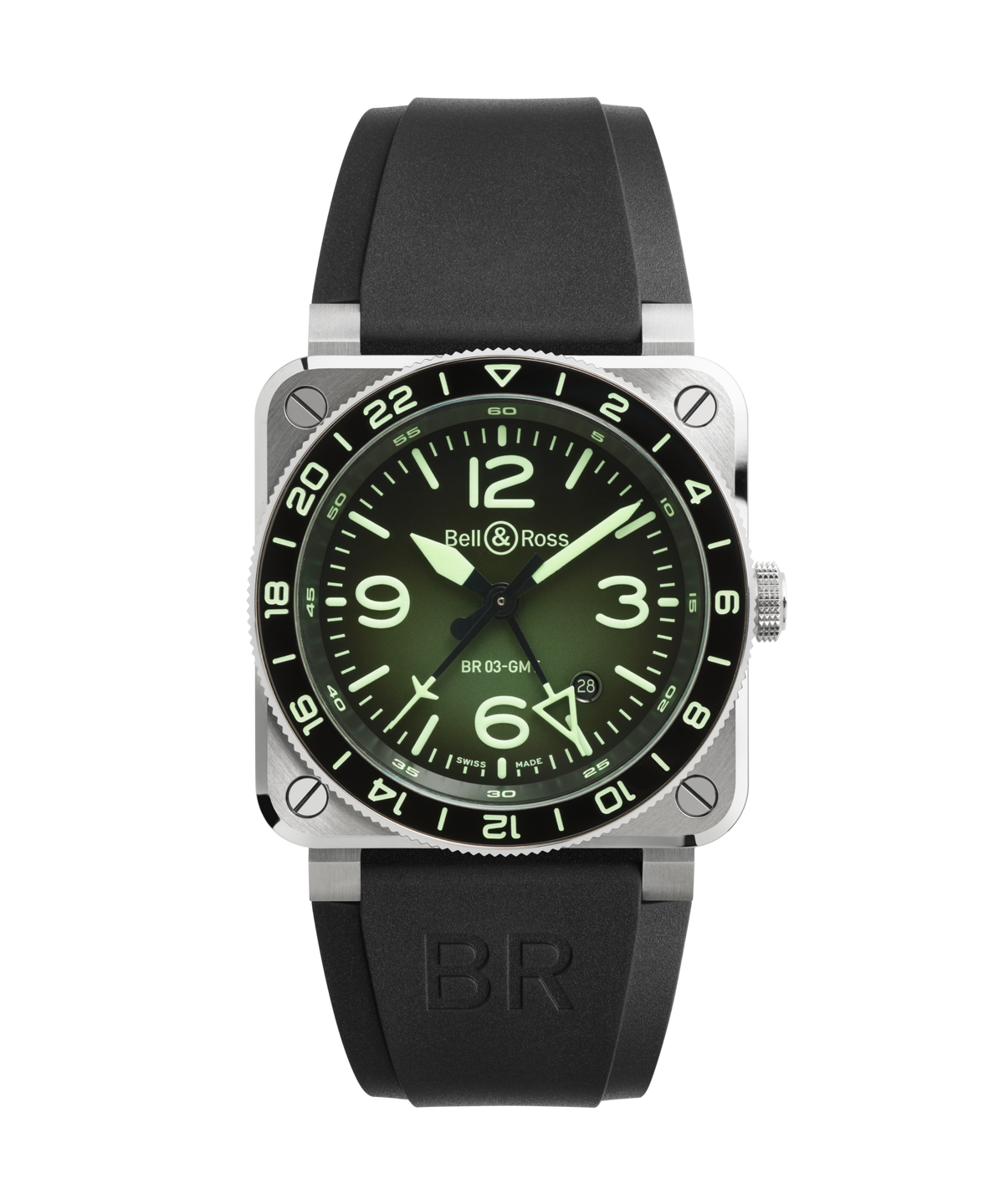 Bell & Ross Montre BR-03 GMT Green Lum BR0393-GN-ST/SRB