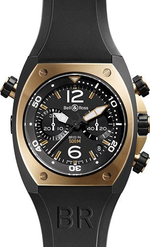 Bell & Ross BR 02 Chronograph Pink Gold & Carbon Finish Watch