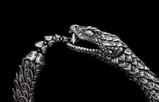 William Henry JEWELRY Ouroboros Sterling Silver Snake Bracelet BR6