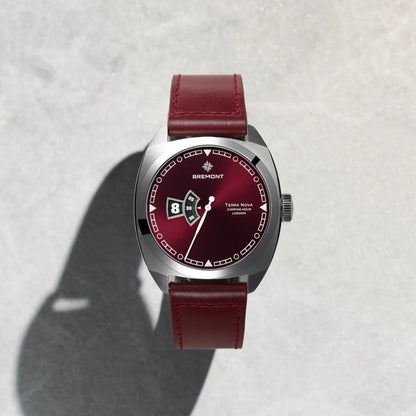 Bremont Watches | Mens | Terra Nova Terra Nova 40.5mm Jumping Hour Burgundy Leather Strap TN40-JH-SS-BG-L-S