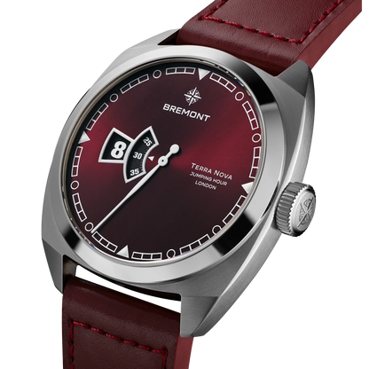Bremont Watches | Mens | Terra Nova Terra Nova 40.5mm Jumping Hour Burgundy Leather Strap TN40-JH-SS-BG-L-S