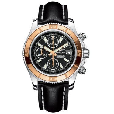 Breitling Superocean Chronograph II Abyss White Steel and Gold C1334112/BA84-leather-black-folding