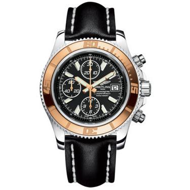 Breitling Superocean Chronograph II Abyss White Steel and Gold C1334112/BA84-leather-black-tang