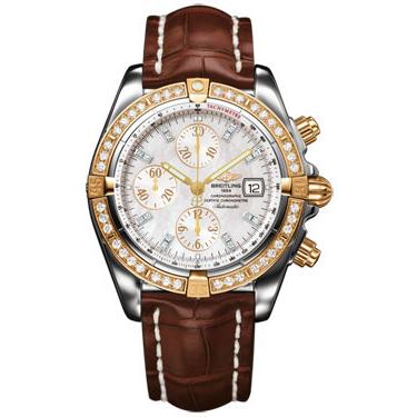 Breitling Chronomat Steel and Rose Gold Diamonds C1335653/A647-croco-gold-tang