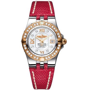 Breitling Galactic 30 Steel and Rose Gold C71340LA/A681-lizard-red-deployant