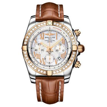 Breitling Chronomat B01 Steel and Rose Gold Diamonds CB011053/A693-croco-gold-deployant