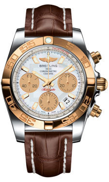 Breitling Chronomat 41 Steel and Gold Polished Bezel - Croco Strap - Deployant CB014012/A722-croco-brown-deployant Men's Watch