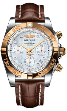 Breitling Chronomat 41 Steel and Gold Polished Bezel - Croco Strap - Deployant CB014012/A723-croco-brown-deployant Men's Watch