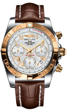 Breitling Chronomat 41 Steel and Gold Polished Bezel - Croco Strap - Deployant CB014012/A748-croco-brown-deployant Men's Watch