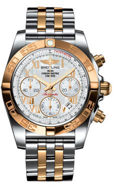 Breitling Chronomat 41 Steel and Gold Polished Bezel - Steel and Rose Gold Bracelet CB014012/A748-pilot-steel-rose-gold Men's Watch