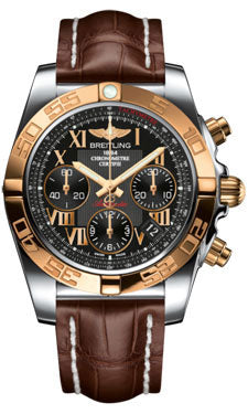 Breitling Chronomat 41 Steel and Gold Polished Bezel - Croco Strap - Deployant CB014012/BC08-croco-brown-deployant Men's Watch