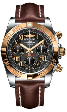 Breitling Chronomat 41 Steel and Gold Polished Bezel - Leather Strap - Deployant CB014012/BC08-leather-brown-deployant Men's Watch