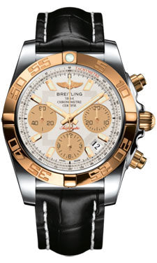 Breitling Chronomat 41 Steel and Gold Polished Bezel - Croco Strap - Tang CB014012/G713-croco-black-tang Men's Watch