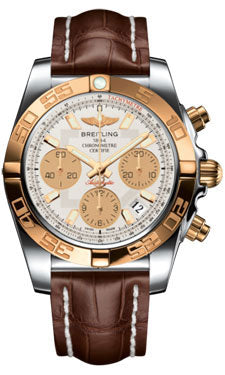 Breitling Chronomat 41 Steel and Gold Polished Bezel - Croco Strap - Deployant CB014012/G713-croco-brown-deployant Men's Watch