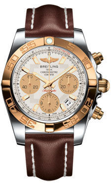 Breitling Chronomat 41 Steel and Gold Polished Bezel - Leather Strap - Deployant CB014012/G713-leather-brown-deployant Men's Watch