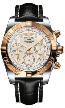 Breitling Chronomat 41 Steel and Gold Polished Bezel - Croco Strap - Tang CB014012/G759-croco-black-tang Men's Watch