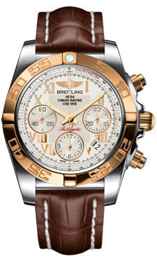 Breitling Chronomat 41 Steel and Gold Polished Bezel - Croco Strap - Deployant CB014012/G759-croco-brown-deployant Men's Watch