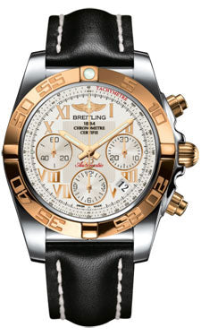 Breitling Chronomat 41 Steel and Gold Polished Bezel - Leather Strap - Deployant CB014012/G759-leather-black-deployant Men's Watch