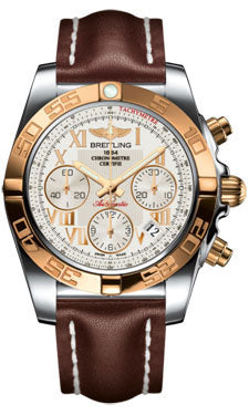 Breitling Chronomat 41 Steel and Gold Polished Bezel - Leather Strap - Deployant CB014012/G759-leather-brown-deployant Men's Watch