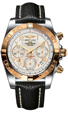 Breitling Chronomat 41 Steel and Gold Polished Bezel - Sahara Leather Strap CB014012/G759-sahara-black-tang Men's Watch