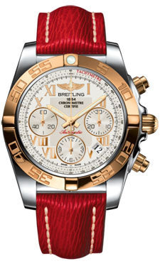 Breitling Chronomat 41 Steel and Gold Polished Bezel - Sahara Leather Strap CB014012/G759-sahara-red-tang Men's Watch