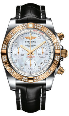 Breitling Chronomat 41 Steel and Gold Diamond Bezel - Croco Strap - Deployant CB0140AA/A723-croco-black-deployant Men's Watch