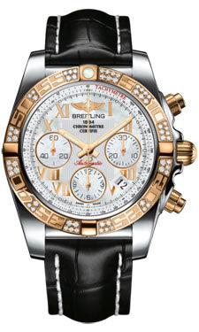 Breitling Chronomat 41 Steel and Gold Diamond Bezel - Croco Strap - Deployant CB0140AA/A748-croco-black-deployant Men's Watch