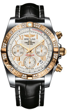 Breitling Chronomat 41 Steel and Gold Diamond Bezel - Croco Strap - Deployant CB0140AA/G759-croco-black-deployant Men's Watch