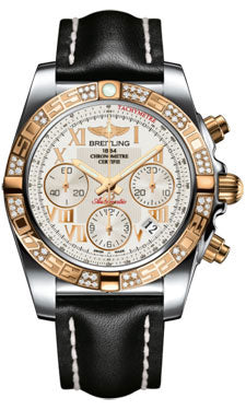 Breitling Chronomat 41 Steel and Gold Diamond Bezel - Leather Strap - Deployant CB0140AA/G759-leather-black-deployant Men's Watch