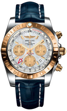 Breitling Chronomat 44 GMT CB042012/A739 Steel and Gold on croco-blue-tang Men's Watch